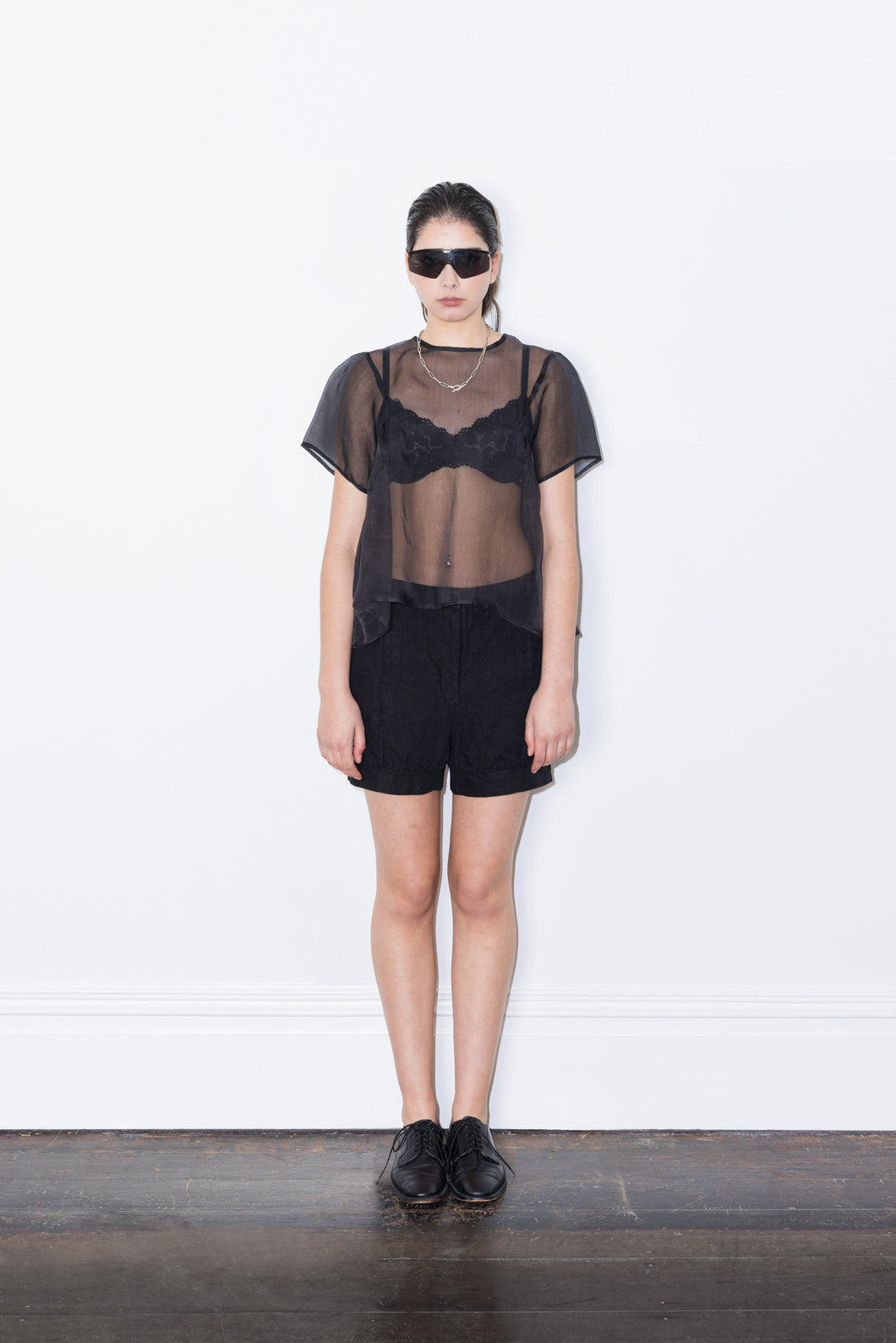 SILK ORGANZA BLOUSE 002 - BLACK