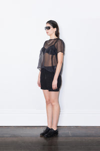 SILK ORGANZA BLOUSE 002 - BLACK