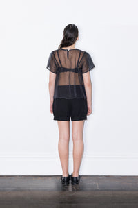 SILK ORGANZA BLOUSE 002 - BLACK