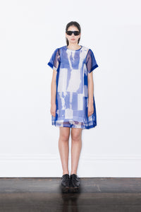 SILK ORGANZA DRESS 003 - BLUE