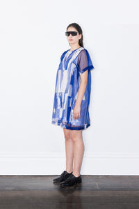 SILK ORGANZA DRESS 003 - BLUE