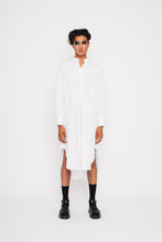 Load image into Gallery viewer, LONG SLEEVED BIBBED SHIRT DRESS 001 - WHITE
